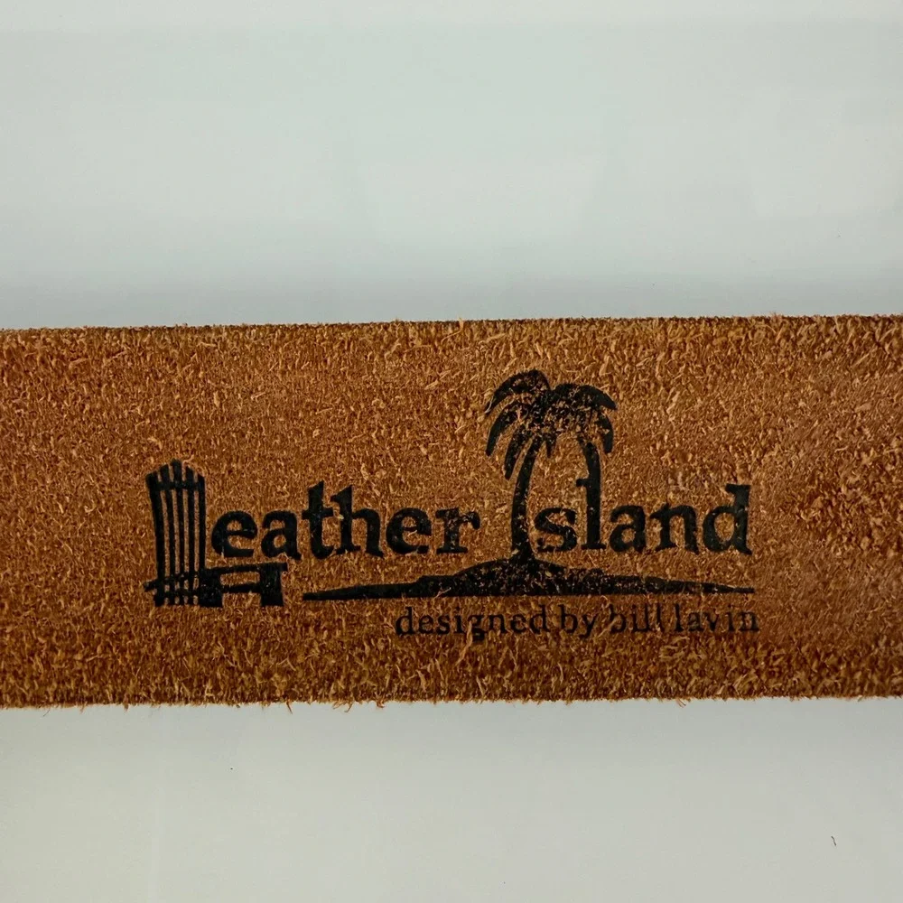 Leather Island Bill Lavin Belt Mens 36 Black Blue Embroidered Leather 3-LI8694